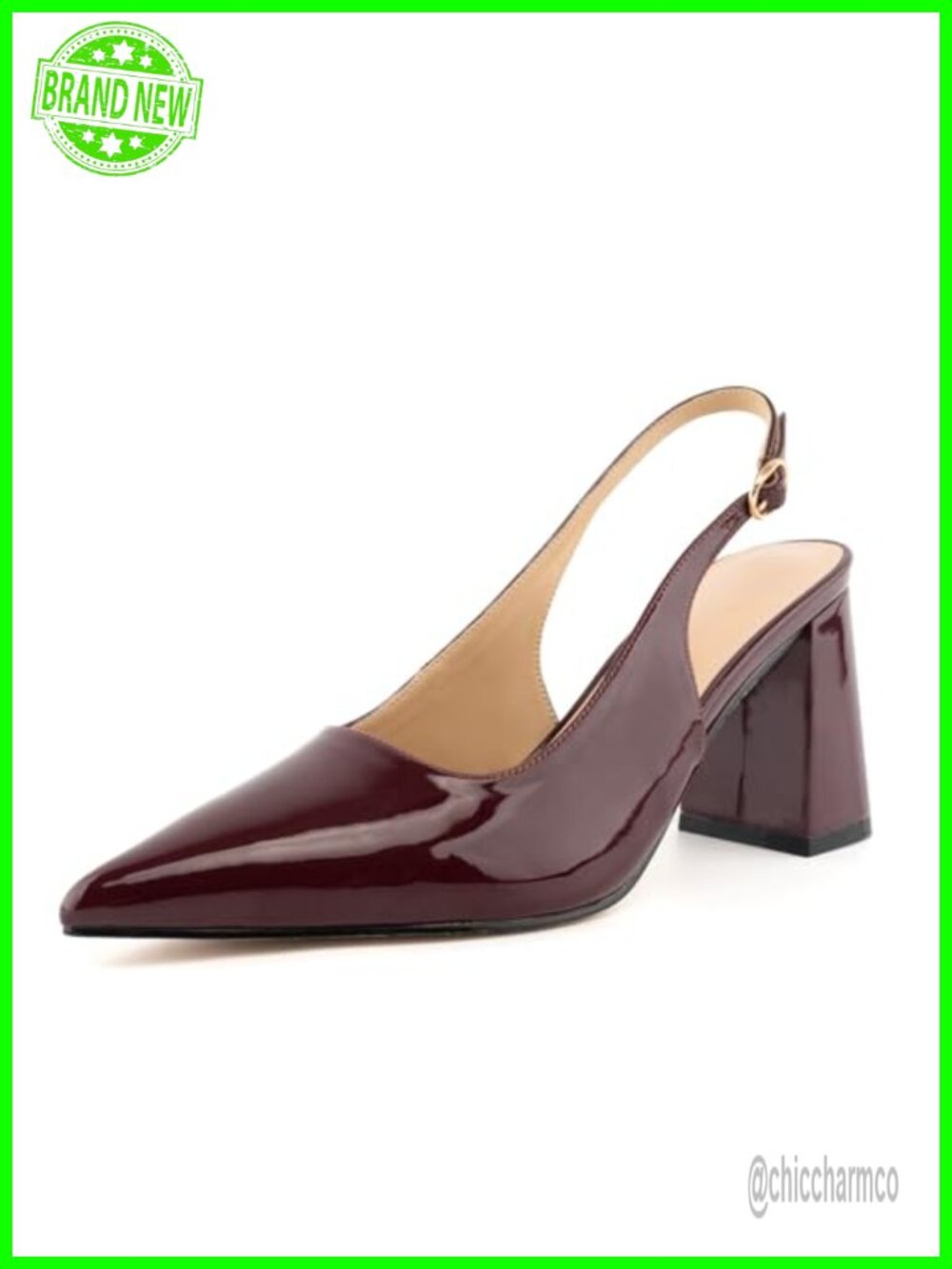 Slingback Chunky Heels Pointed Toe Block Heel Pumps Women's